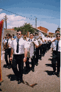 Con la Banda Municipal de Música de Astorga en las fiestas del Corpus de Veguellina de Órbigo (León), junio de 1998