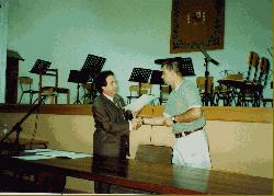 Con Enrique García Asensio en la entrega de diplomas del Curso de Dirección de Banda y Orquesta, Toledo, julio de 2000